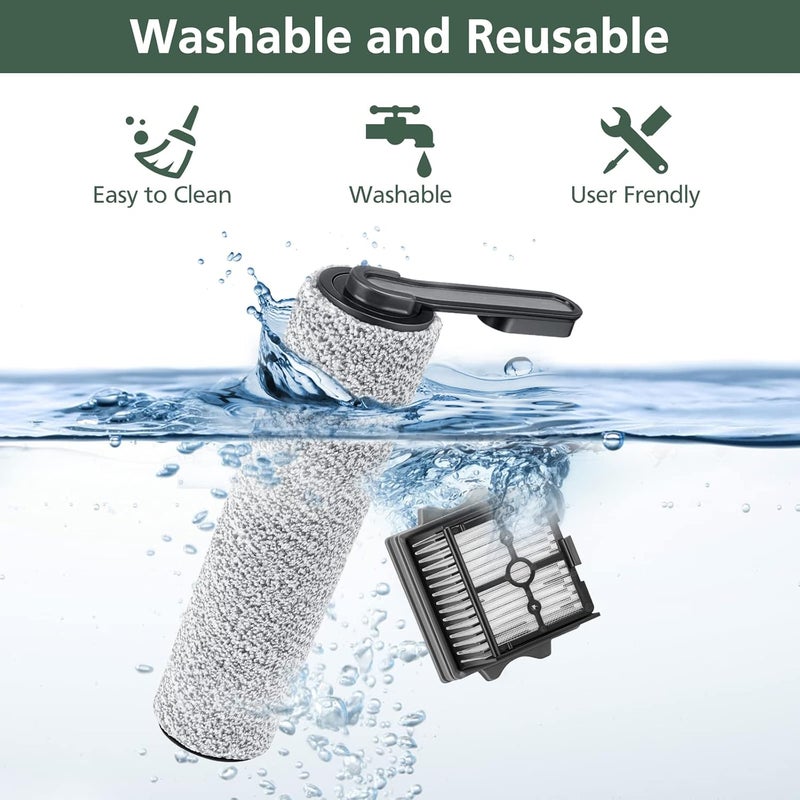 isinlive 【Only S5 Combo】Brush Roller Replacement Parts for Tineco Floor ONE S5 Combo Cordless Wet Dry Vacuum Cleaner, 2 Brush Rollers + 2 Vacuum HEPA Filters (Only Fit S5 COMBO) - Image 4